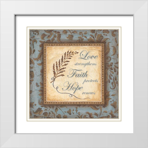 Love Faith Hope White Modern Wood Framed Art Print with Double Matting by Tava Studios
