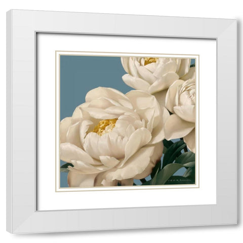 Dolce Peonia White Modern Wood Framed Art Print with Double Matting by Levashov, Igor