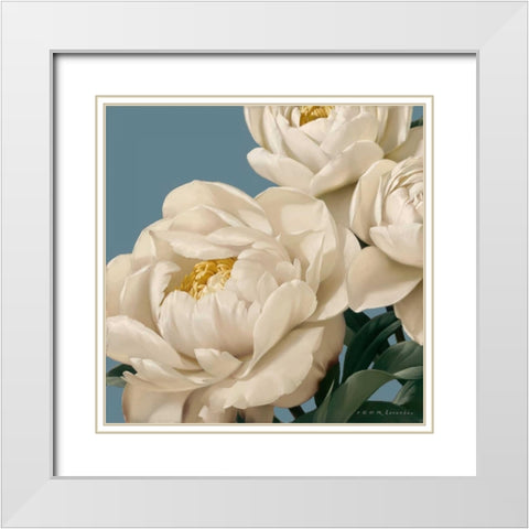 Dolce Peonia White Modern Wood Framed Art Print with Double Matting by Levashov, Igor
