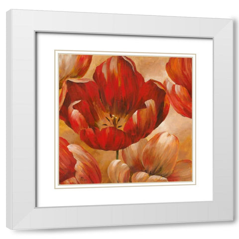 Sunlit Bloom I White Modern Wood Framed Art Print with Double Matting by Nan
