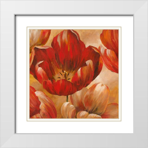Sunlit Bloom I White Modern Wood Framed Art Print with Double Matting by Nan