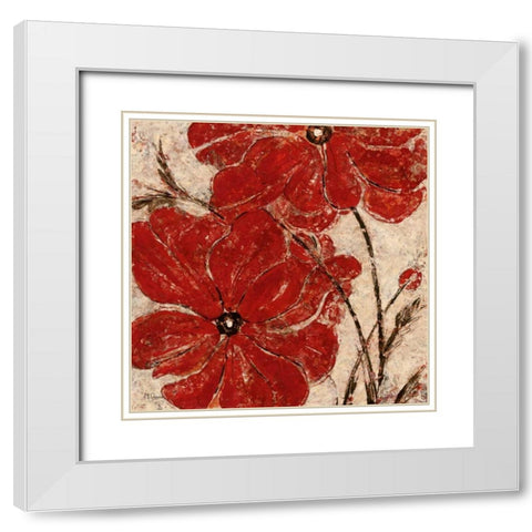Red Passion I White Modern Wood Framed Art Print with Double Matting by Donovan, Maria