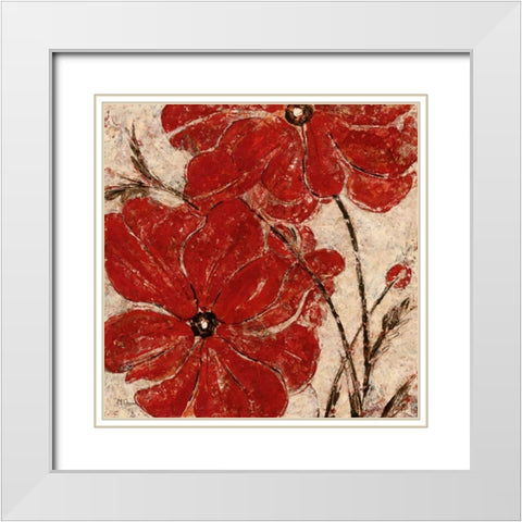 Red Passion I White Modern Wood Framed Art Print with Double Matting by Donovan, Maria