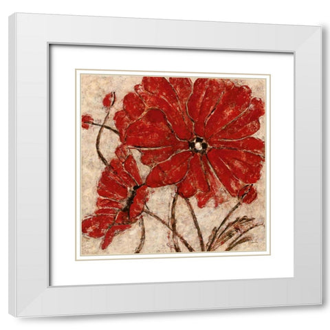 Red Passion II White Modern Wood Framed Art Print with Double Matting by Donovan, Maria