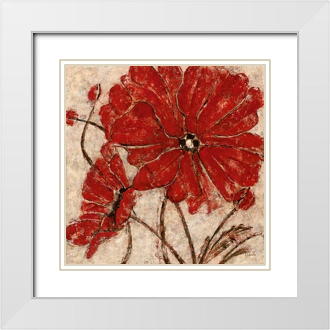 Red Passion II White Modern Wood Framed Art Print with Double Matting by Donovan, Maria