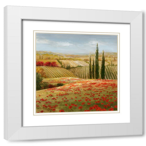 Tuscan Cypress II White Modern Wood Framed Art Print with Double Matting by Nan