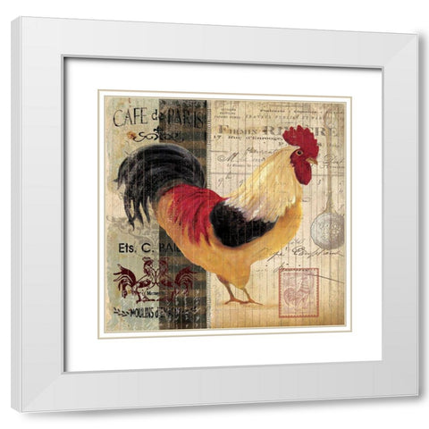 Cockerel I White Modern Wood Framed Art Print with Double Matting by Robinson, Carol