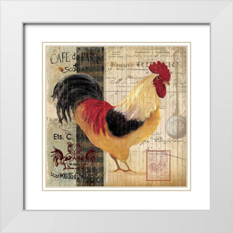 Cockerel I White Modern Wood Framed Art Print with Double Matting by Robinson, Carol