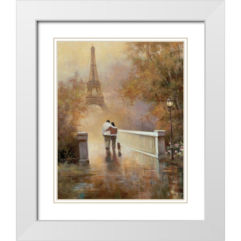 Walk in the Park II White Modern Wood Framed Art Print with Double Matting by Chiu, T.C.