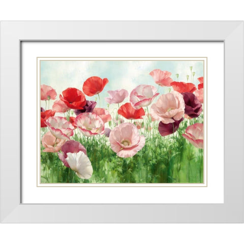 Poppies Pleasure White Modern Wood Framed Art Print with Double Matting by Levashov, Igor