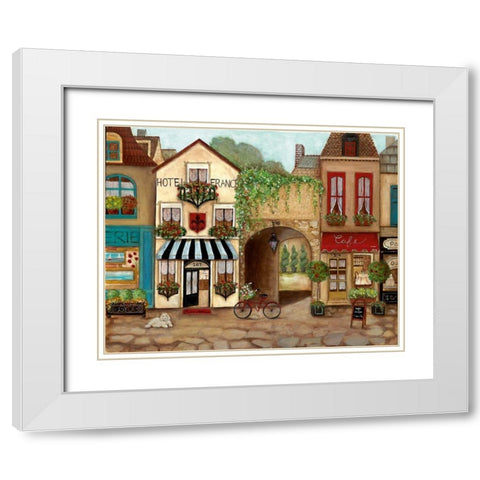 French Hotel White Modern Wood Framed Art Print with Double Matting by Tava Studios
