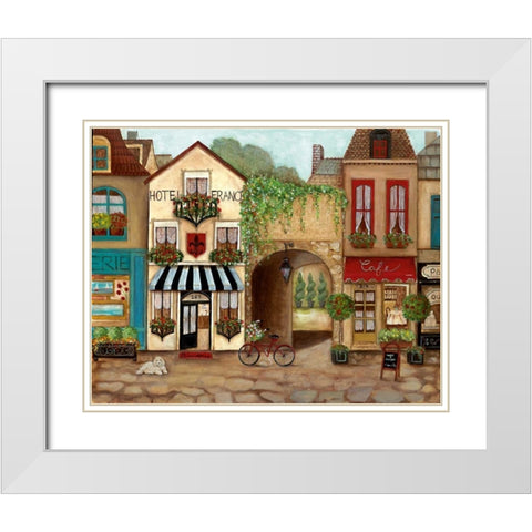 French Hotel White Modern Wood Framed Art Print with Double Matting by Tava Studios