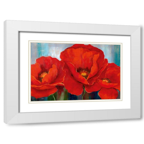 Magnifique En Rouge White Modern Wood Framed Art Print with Double Matting by Nan