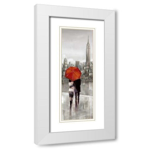 New York Stroll White Modern Wood Framed Art Print with Double Matting by Manning, Ruane