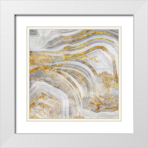 Agate Allure I White Modern Wood Framed Art Print with Double Matting by Nan