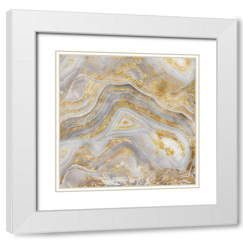 Agate Allure II White Modern Wood Framed Art Print with Double Matting by Nan
