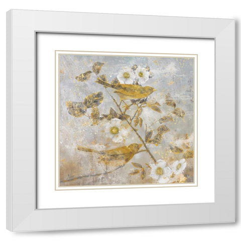 Aviary Garden I White Modern Wood Framed Art Print with Double Matting by Nan