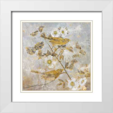 Aviary Garden I White Modern Wood Framed Art Print with Double Matting by Nan