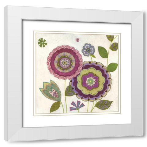 Posie I White Modern Wood Framed Art Print with Double Matting by Tava Studios