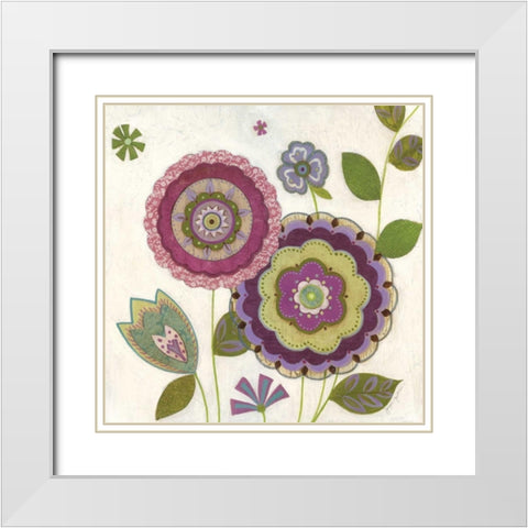 Posie I White Modern Wood Framed Art Print with Double Matting by Tava Studios