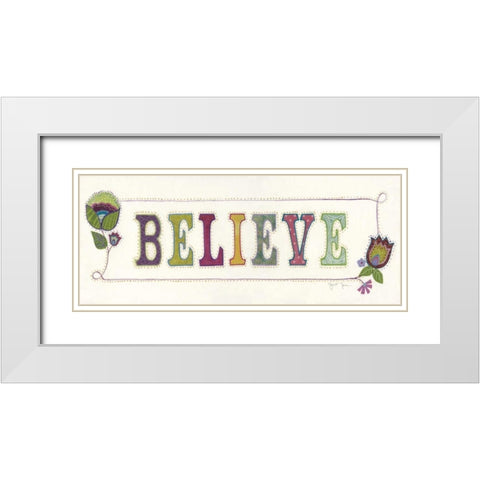 Believe White Modern Wood Framed Art Print with Double Matting by Tava Studios