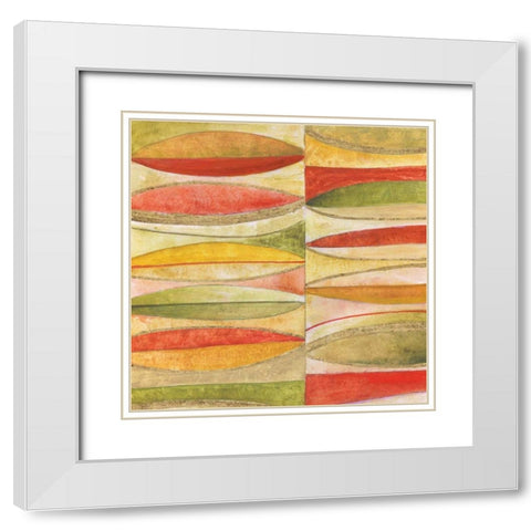 Oval Mosaic White Modern Wood Framed Art Print with Double Matting by Tava Studios