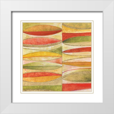 Oval Mosaic White Modern Wood Framed Art Print with Double Matting by Tava Studios
