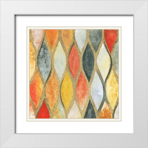 Teardrop Mosaic White Modern Wood Framed Art Print with Double Matting by Tava Studios