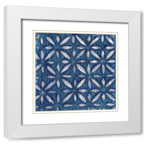 Shibori Blue II White Modern Wood Framed Art Print with Double Matting by Tava Studios