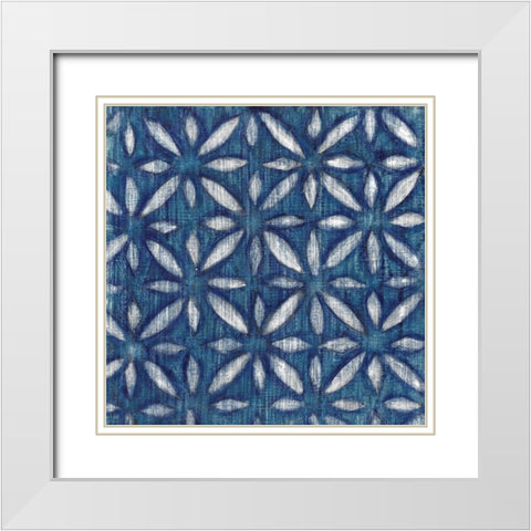 Shibori Blue II White Modern Wood Framed Art Print with Double Matting by Tava Studios