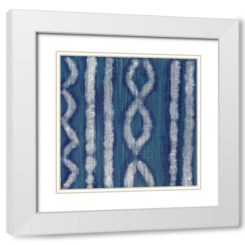Shibori Blue III White Modern Wood Framed Art Print with Double Matting by Tava Studios