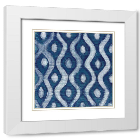 Shibori Blue IV White Modern Wood Framed Art Print with Double Matting by Tava Studios