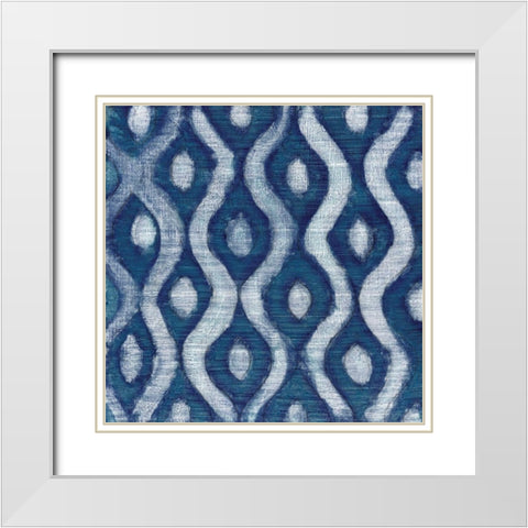 Shibori Blue IV White Modern Wood Framed Art Print with Double Matting by Tava Studios