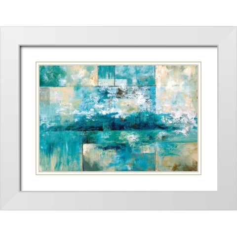 Aqua Viva White Modern Wood Framed Art Print with Double Matting by Nan