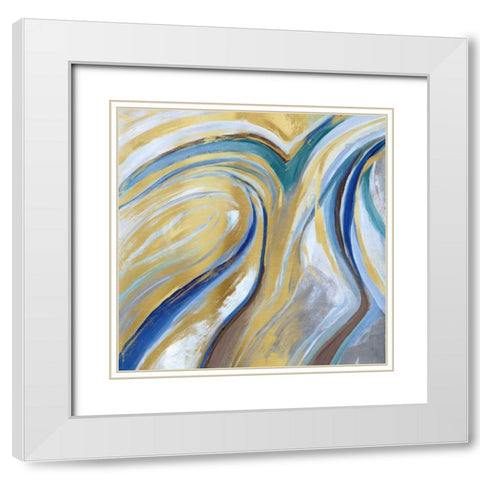 Agate and Gold I White Modern Wood Framed Art Print with Double Matting by Nan