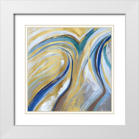 Agate and Gold I White Modern Wood Framed Art Print with Double Matting by Nan