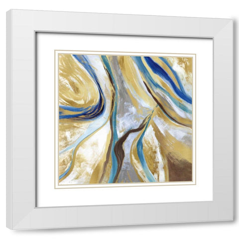 Agate and Gold II White Modern Wood Framed Art Print with Double Matting by Nan