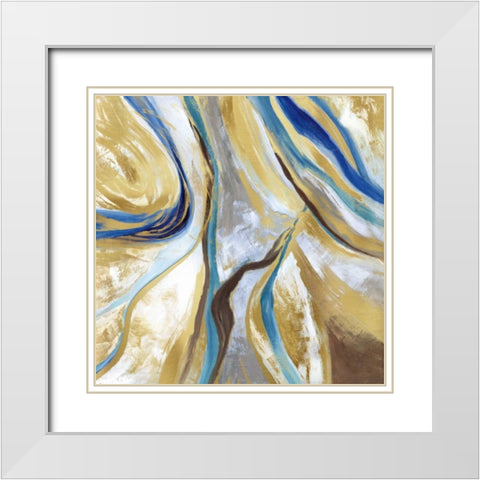 Agate and Gold II White Modern Wood Framed Art Print with Double Matting by Nan