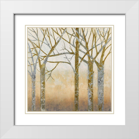 Golden Wood White Modern Wood Framed Art Print with Double Matting by Tava Studios