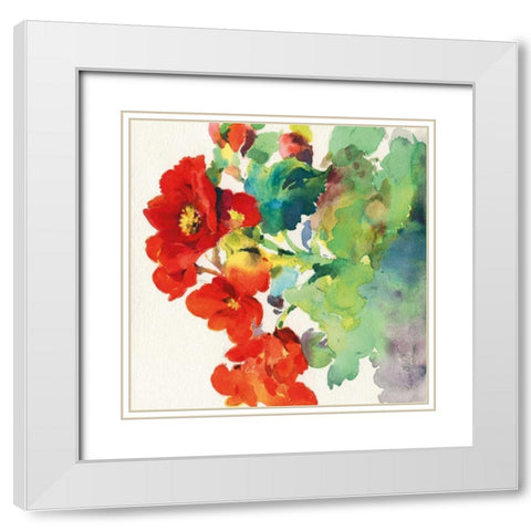 Begonia I White Modern Wood Framed Art Print with Double Matting by Troise Heidel, Theresa
