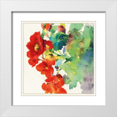 Begonia I White Modern Wood Framed Art Print with Double Matting by Troise Heidel, Theresa