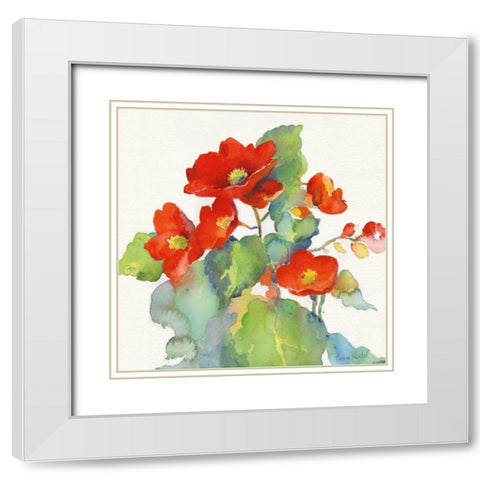 Begonia II White Modern Wood Framed Art Print with Double Matting by Troise Heidel, Theresa