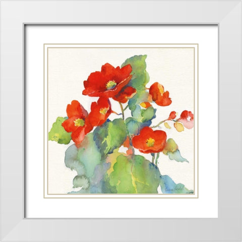 Begonia II White Modern Wood Framed Art Print with Double Matting by Troise Heidel, Theresa