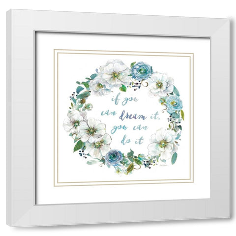 Dream Wreath White Modern Wood Framed Art Print with Double Matting by Robinson, Carol