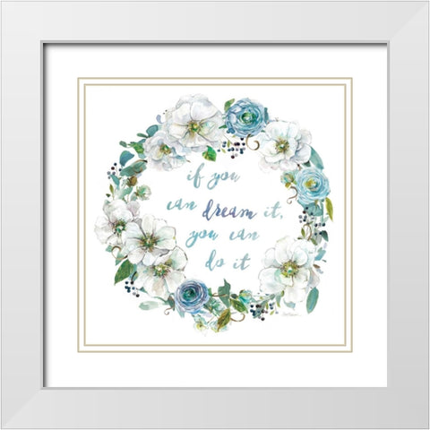 Dream Wreath White Modern Wood Framed Art Print with Double Matting by Robinson, Carol