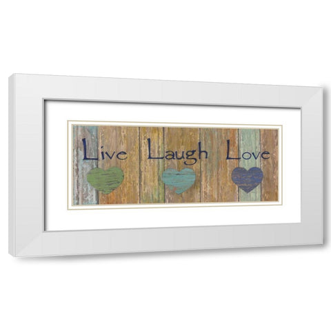 Live, Laugh, Love White Modern Wood Framed Art Print with Double Matting by Tava Studios