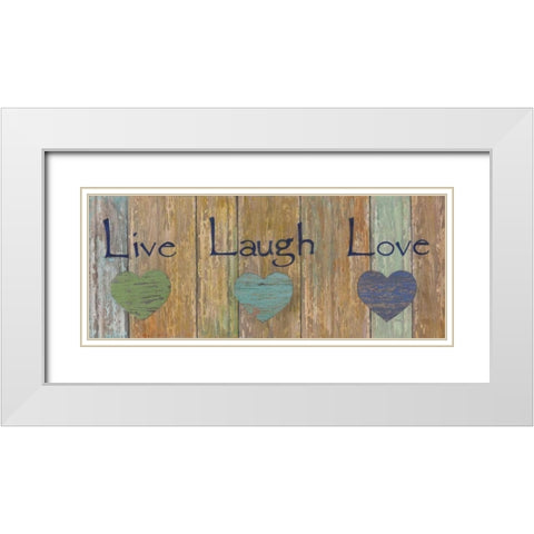 Live, Laugh, Love White Modern Wood Framed Art Print with Double Matting by Tava Studios