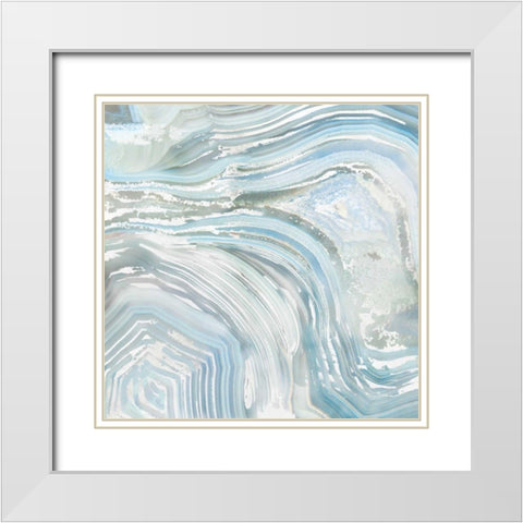 Agate in Blue II White Modern Wood Framed Art Print with Double Matting by Nan