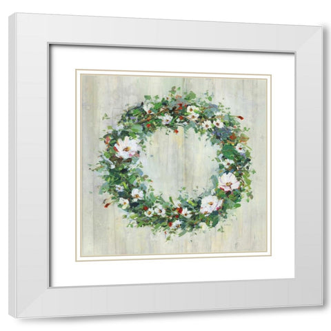 Woodgrain Wreath White Modern Wood Framed Art Print with Double Matting by Swatland, Sally