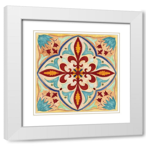 Jeweled Mosaic I White Modern Wood Framed Art Print with Double Matting by Tava Studios